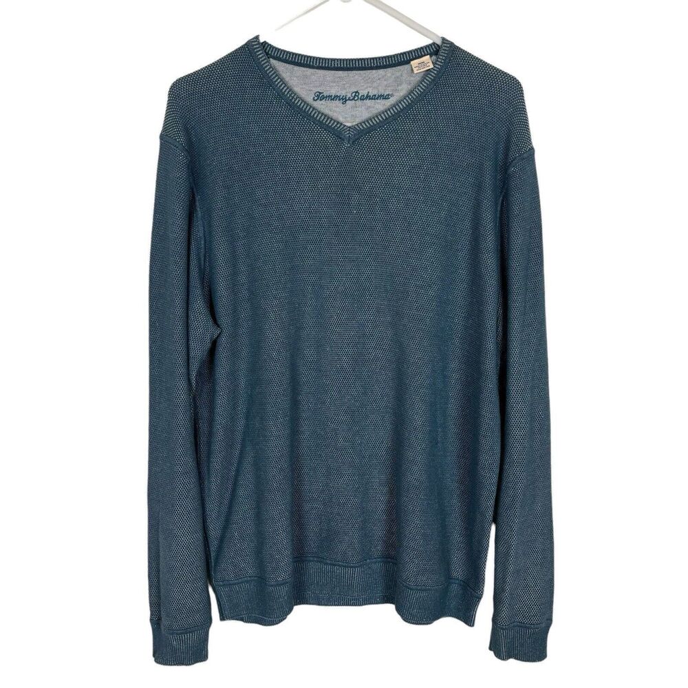 Tommy Bahama Blue Silk Cotton Sweater Men's Medium